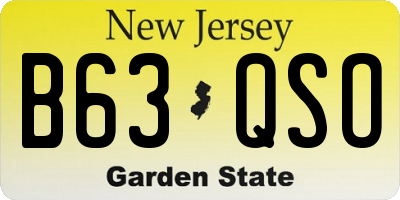 NJ license plate B63QSO