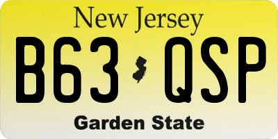 NJ license plate B63QSP