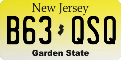 NJ license plate B63QSQ