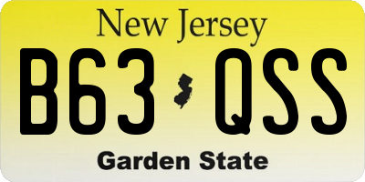 NJ license plate B63QSS