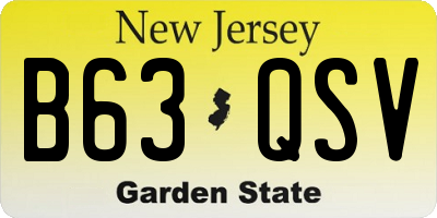 NJ license plate B63QSV