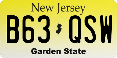 NJ license plate B63QSW