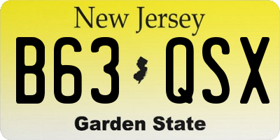 NJ license plate B63QSX