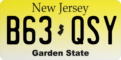 NJ license plate B63QSY