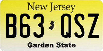 NJ license plate B63QSZ