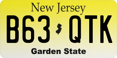 NJ license plate B63QTK