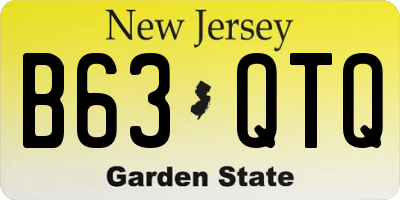 NJ license plate B63QTQ