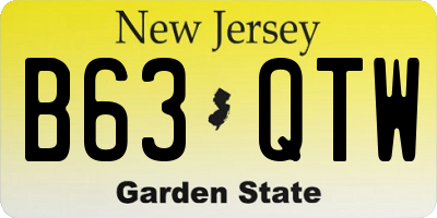 NJ license plate B63QTW