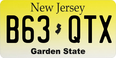 NJ license plate B63QTX