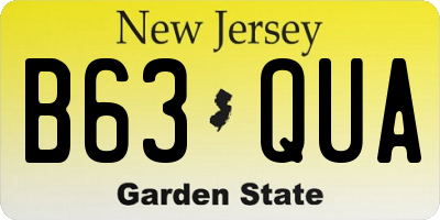 NJ license plate B63QUA