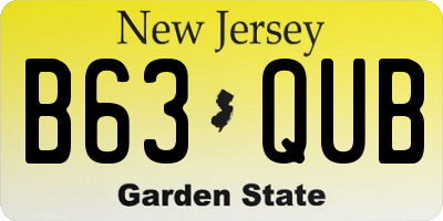 NJ license plate B63QUB