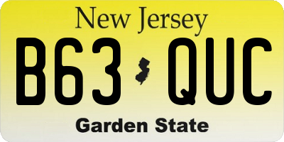NJ license plate B63QUC