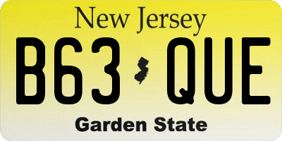 NJ license plate B63QUE