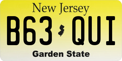 NJ license plate B63QUI