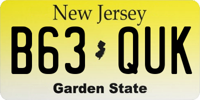 NJ license plate B63QUK
