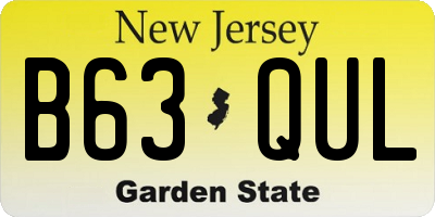 NJ license plate B63QUL