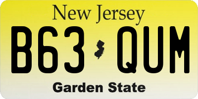 NJ license plate B63QUM