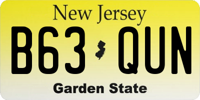 NJ license plate B63QUN