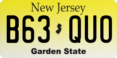 NJ license plate B63QUO