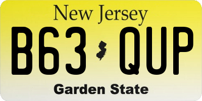 NJ license plate B63QUP