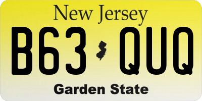 NJ license plate B63QUQ