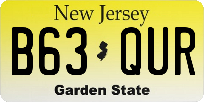 NJ license plate B63QUR
