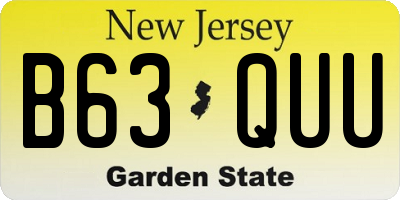 NJ license plate B63QUU