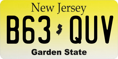 NJ license plate B63QUV