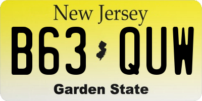 NJ license plate B63QUW