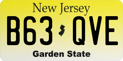 NJ license plate B63QVE