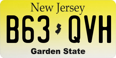 NJ license plate B63QVH