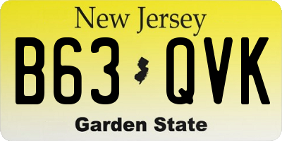 NJ license plate B63QVK