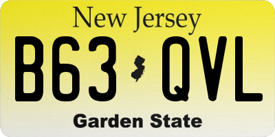 NJ license plate B63QVL