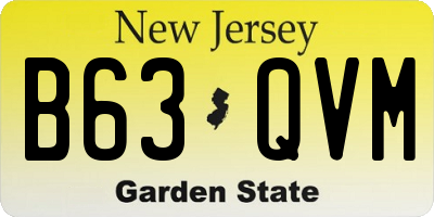 NJ license plate B63QVM
