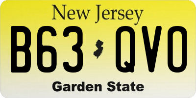 NJ license plate B63QVO