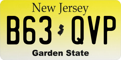 NJ license plate B63QVP