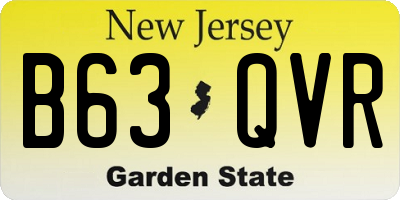 NJ license plate B63QVR