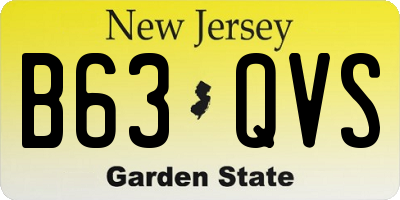 NJ license plate B63QVS