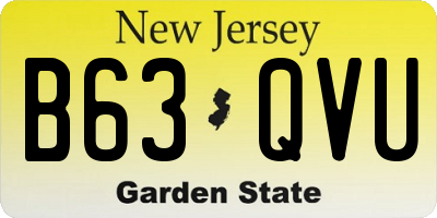 NJ license plate B63QVU