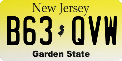 NJ license plate B63QVW