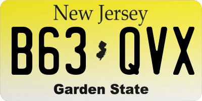 NJ license plate B63QVX