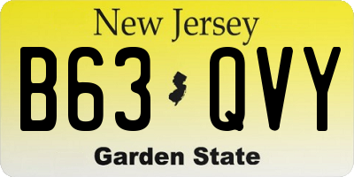 NJ license plate B63QVY