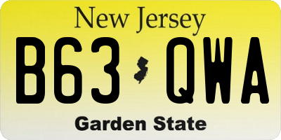 NJ license plate B63QWA