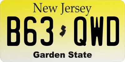 NJ license plate B63QWD