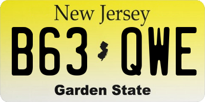 NJ license plate B63QWE