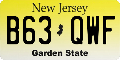 NJ license plate B63QWF