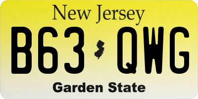 NJ license plate B63QWG