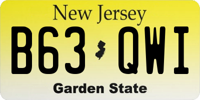 NJ license plate B63QWI