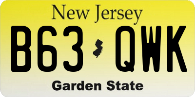 NJ license plate B63QWK