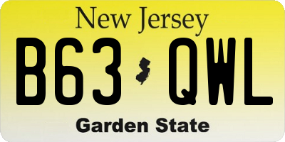 NJ license plate B63QWL